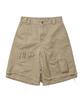 AJOBYAJO Washed Layered Cargo Skirt Shorts [Beige]