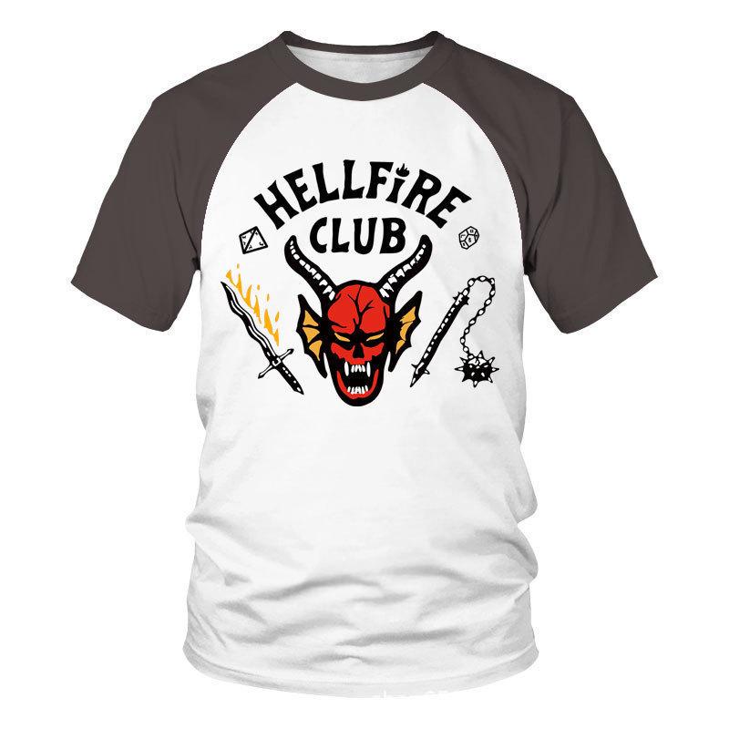 T-shirt a maniche lunghe Stranger Things Edizione Fire Club Nera Girocollo Pullover per Uomini Donne Adolescenti