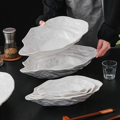 Artistiek Oesterschaalvormig Keramisch Sashimi- en Saladesbord - Perfect voor Privékeukens en Hotels