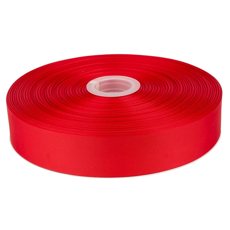 

[Tekdeere]Width 38mm solid red grosgrain ribbon, perfect for gift wrapping, sewing, hair accessories, wedding decorations - 91m/roll