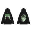 Mens Oversized Hoodie With Embroidered Skull Spine Design Streetwear Casual Pullover Cotton Blend Loose Fit