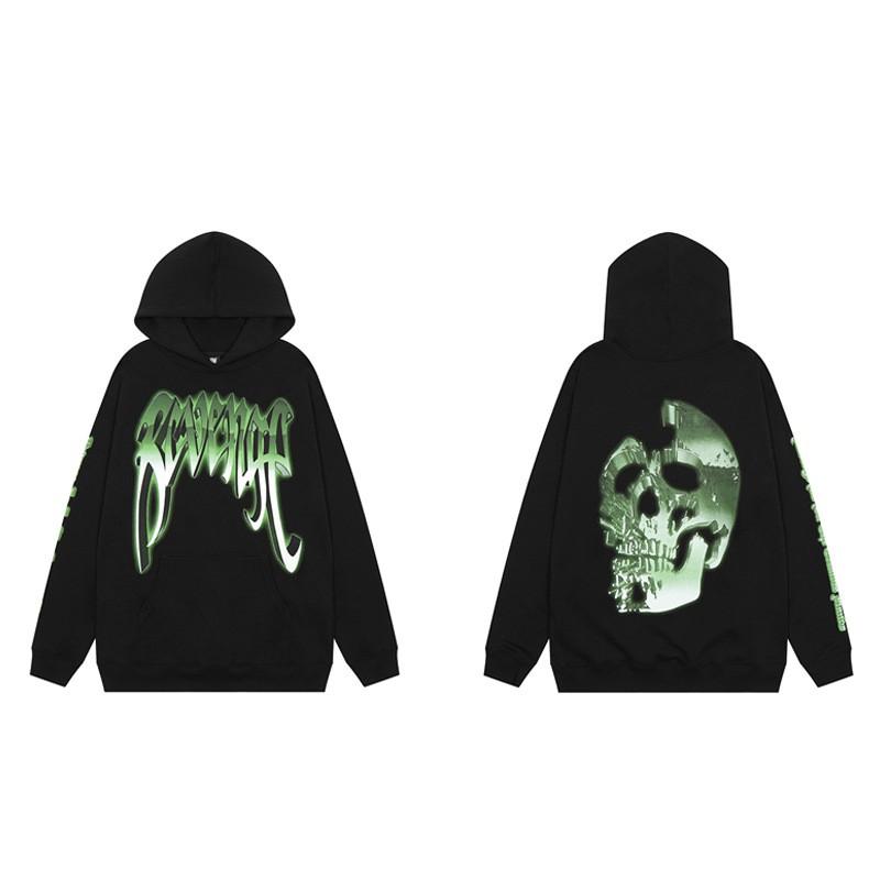 Mens Oversized Hoodie With Embroidered Skull Spine Design Streetwear Casual Pullover Cotton Blend Loose Fit