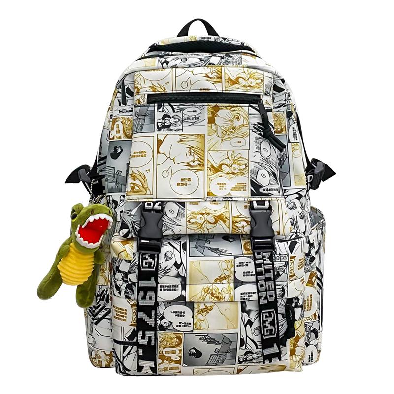 Student Skolesekk Herre Graffiti Trykk Ryggsekk Dame Stor Kapasitet Ryggsekk