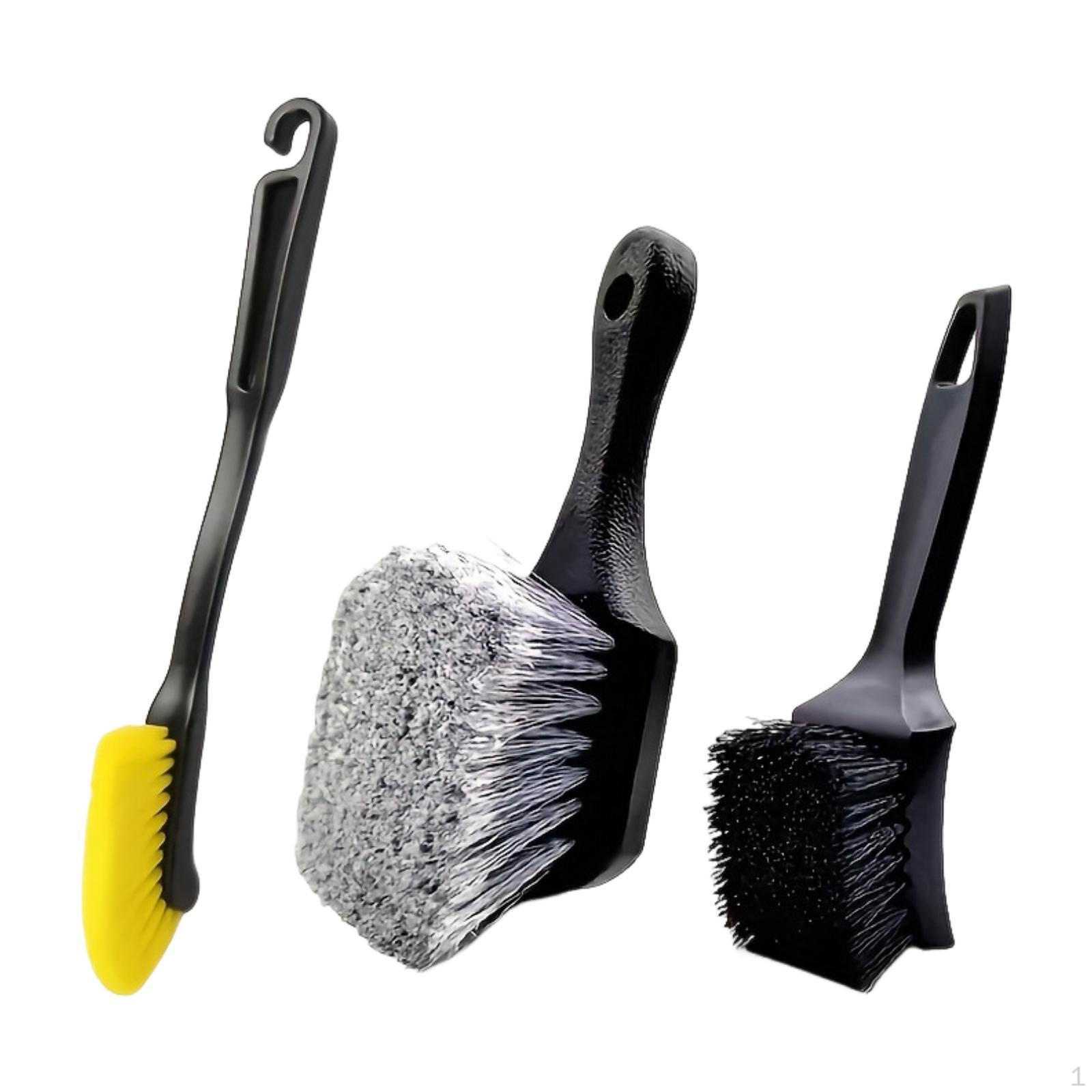 

3 Pieces Car Tire Cleaning Brushes Carpet Mat Ergonomic Portable Practical Multifunction