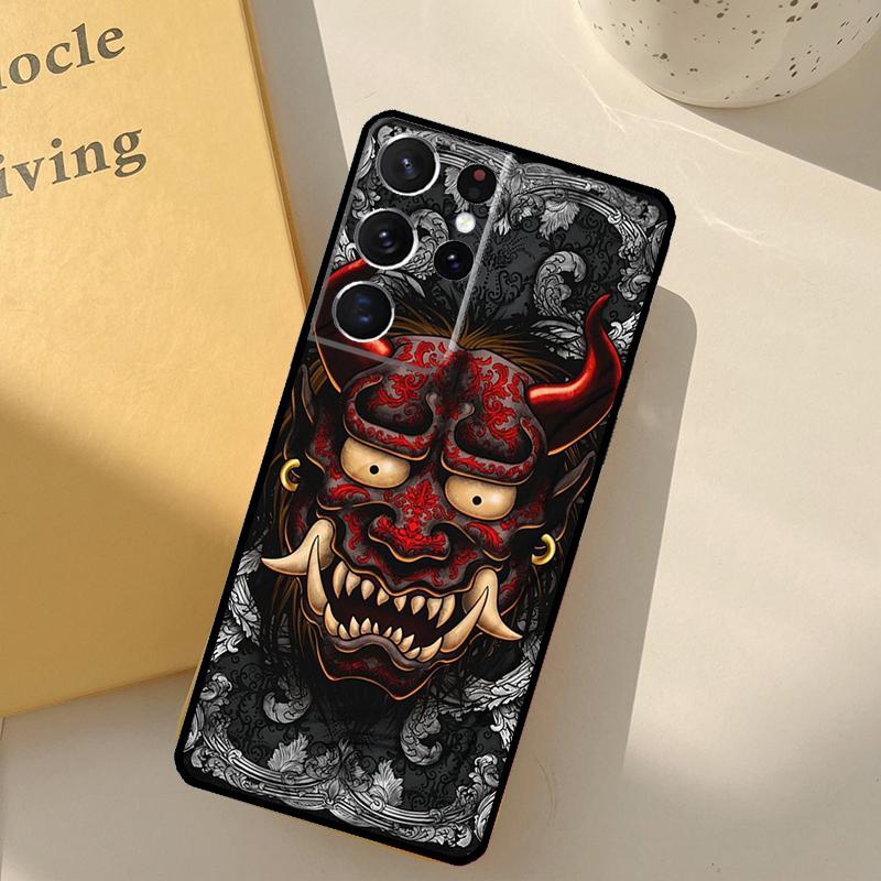 Samurai Oni Mask Phone Case For Samsung Galaxy S25 S20 S21 S22 S23 S24 Ultra S9 S10 Plus S25 FE Cover Shell