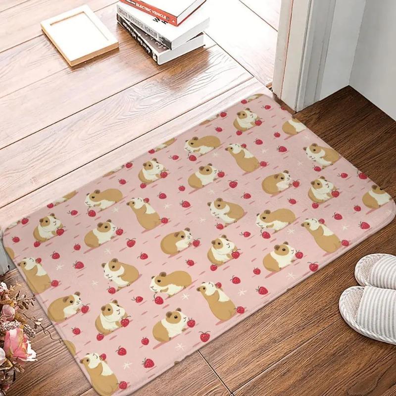 Adorable Capybara Themed Door Mat Anti-slip Entrance Rug with Boba Drinking Animal Pattern for Unique Home Decoration