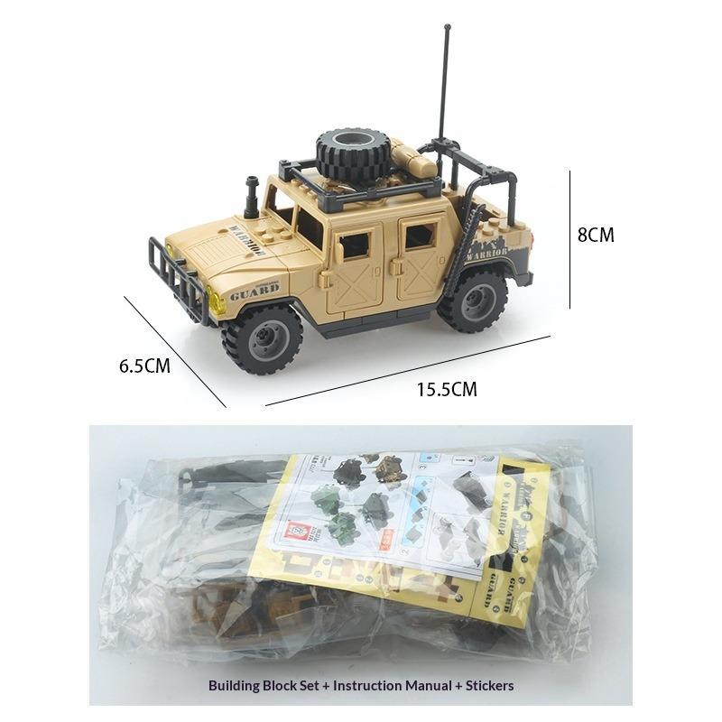 Compatible Children Assemble Model Car Off Road Jeep Assemble Toy Hummer Car Boy Military Building Block Gift