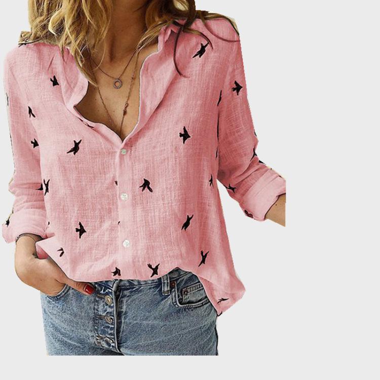 Solid Color Casual Loose Long Sleeve Linen Shirt