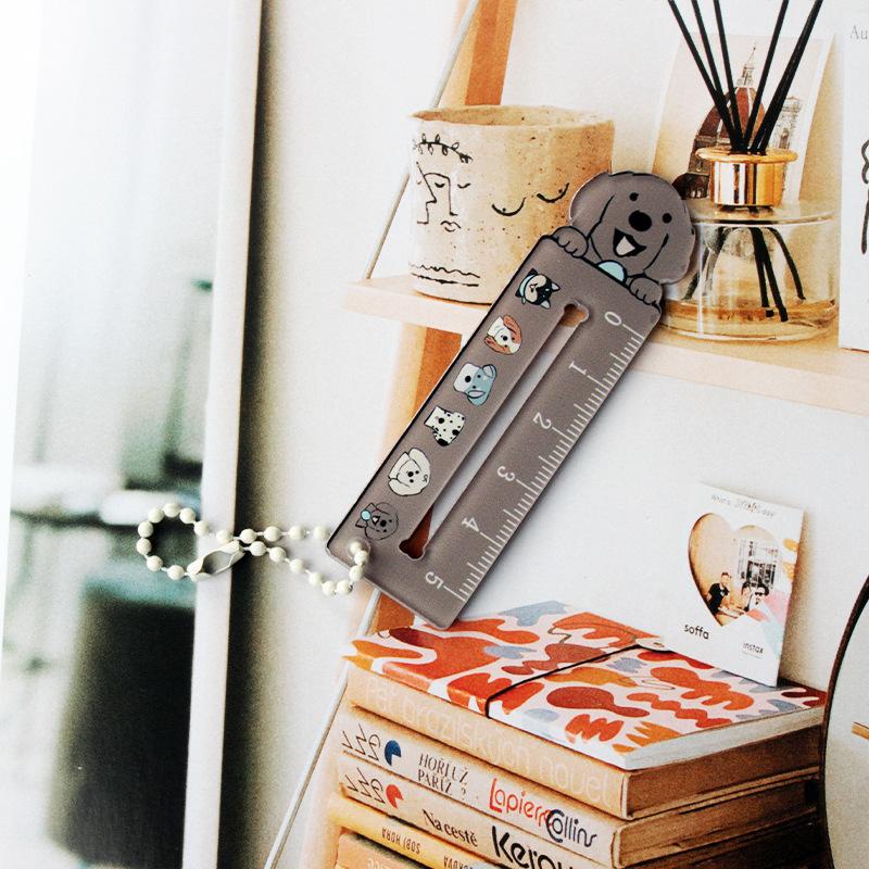 Cute Cartoon Animal Cat Dog Ruler Mini 5cm Portable Stationery Ruler Pendant Backpack Charm Student Prize Student Reward Gifts