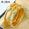 Ethiopia Classic Turquoise Bracelet 21k Gold Plated Dubai Charm Opening Bangles Oman Women Bridal Wedding Party Jewelry