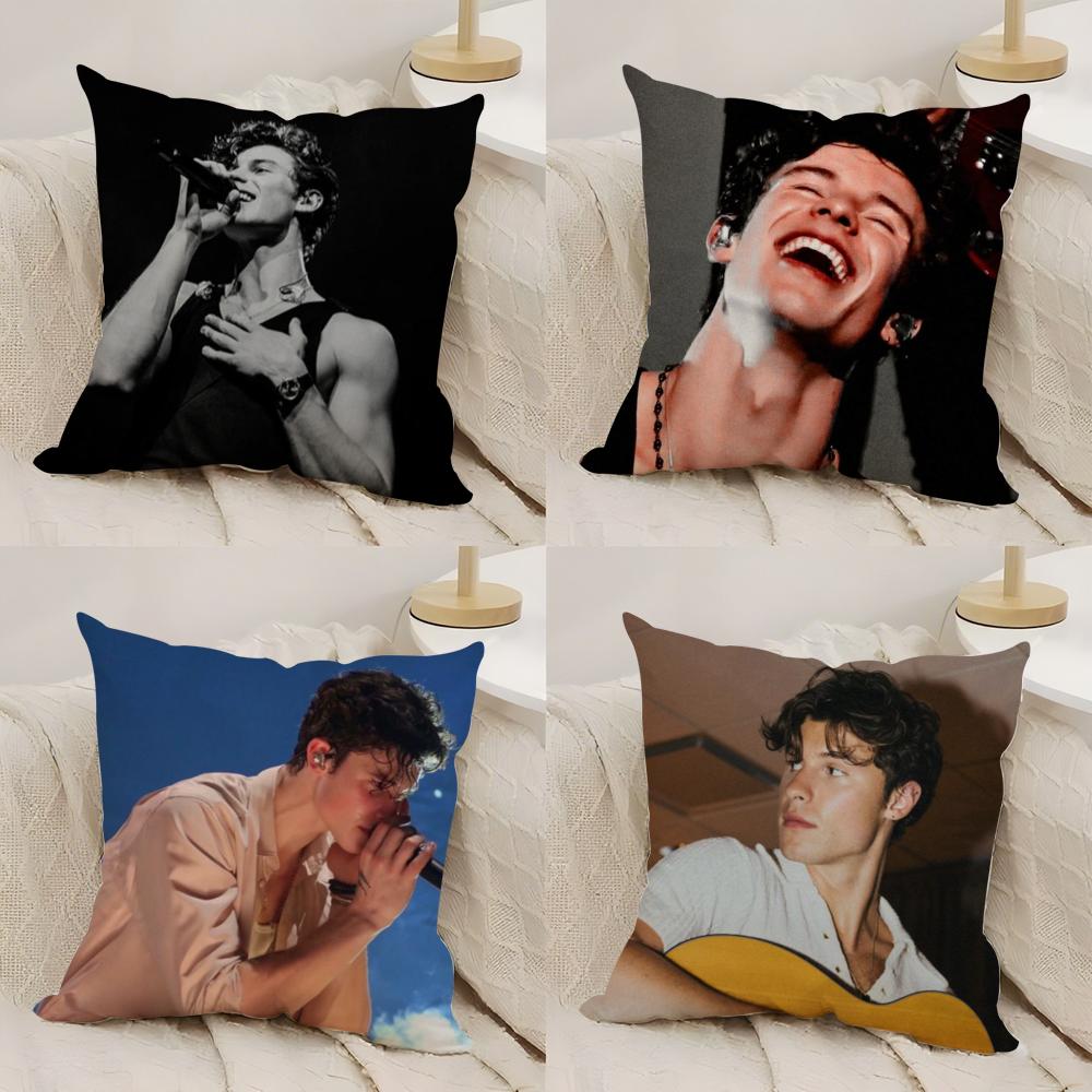 Sänger SShawn Mendes Kissenbezug Seidiger Kurzer Plüsch Beidseitig Bedruckter Kissenbezug für Sofa Alle Jahreszeiten Heimdekoration Geschenk
