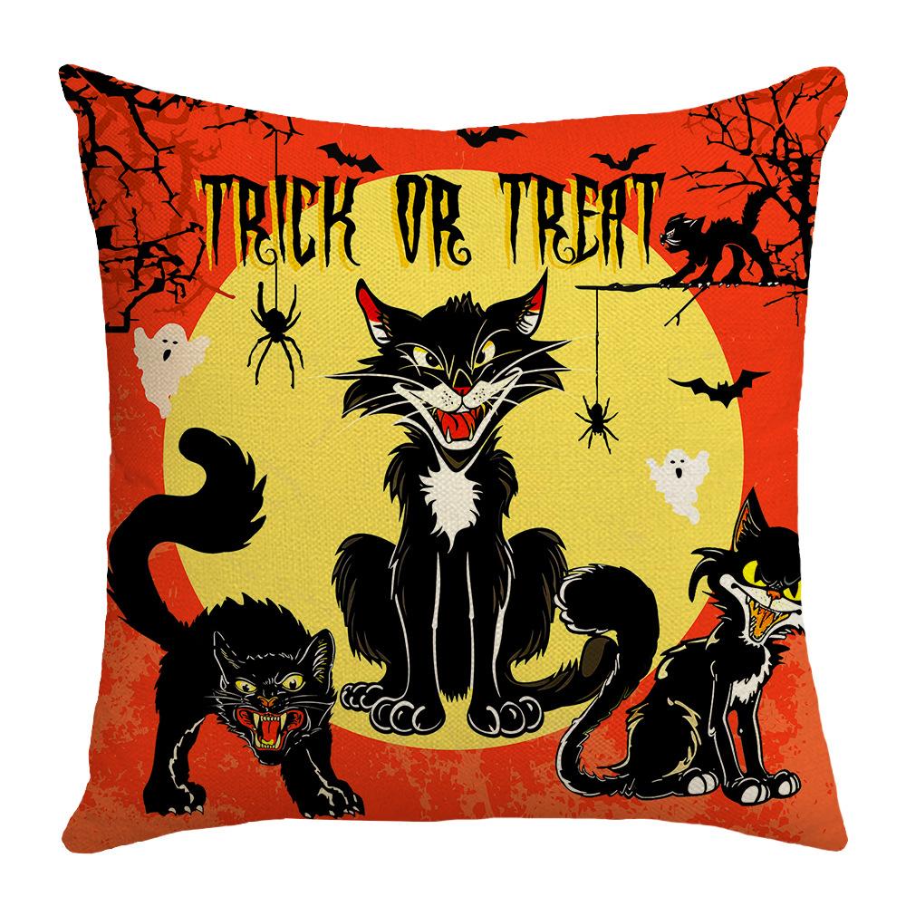 

New Halloween Throw Pillow Cover Cushion Cover Decoration Living Room Sofa Decoration Linen Printed Cushion 45 * 45Cm (without core)