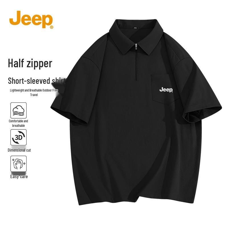 JEEP Men's Half-Zip Short Sleeve Polo Shirt