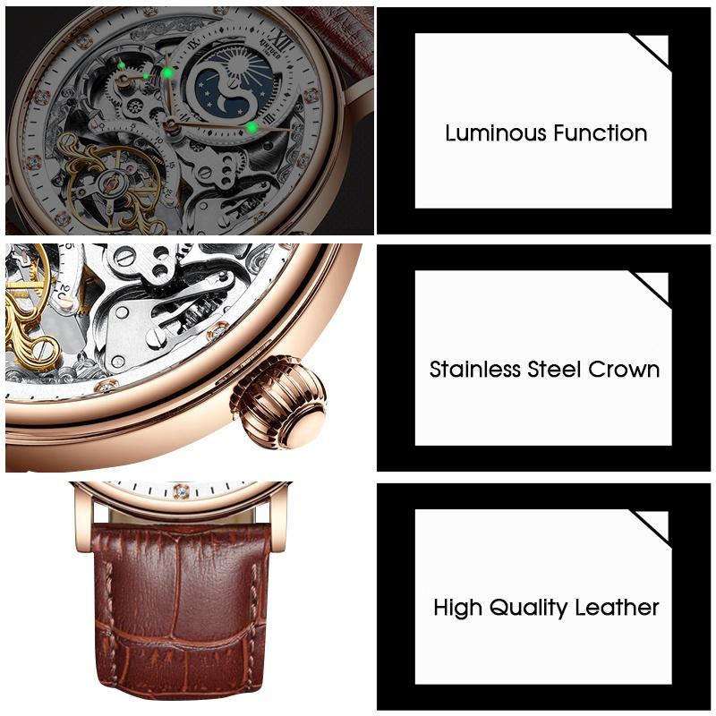 Men Skeleton Watches Mechanical Automatic Watch Men Tourbillon Sport Clock Casual Business Moon Watch