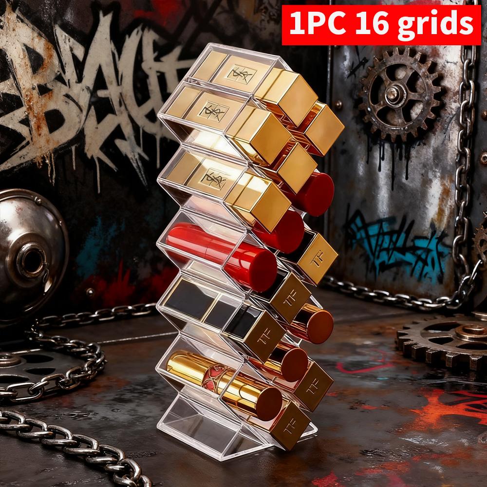 

Многофункциональный прозрачный геометрический органайзер для хранения помад, блесков для губ, флаконов с духами, кистей для макияжа - Прозрачный кейс-органайзер M