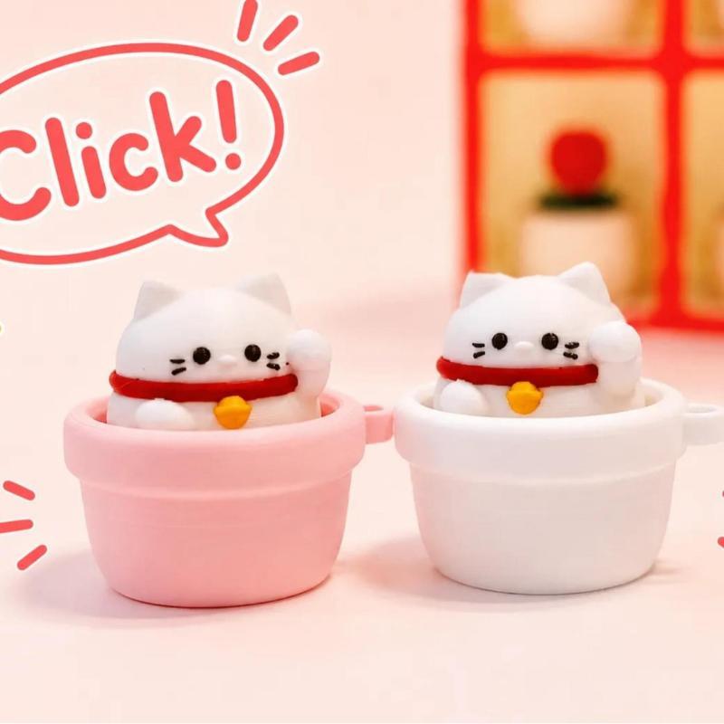 Silent Finger Button Fidget Clicker Keychain Soft Slow Rebound Anti-Stress Mini Toy for ADHD People Daily Relaxation