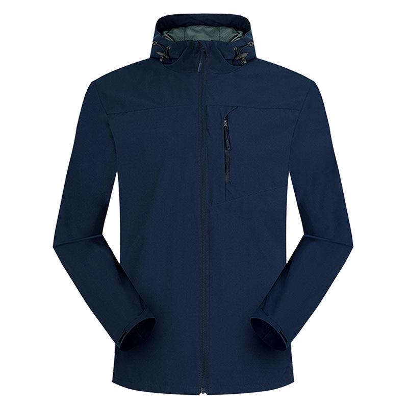 Trendy Outdoor Softshell Hooded Windbreaker - Solid Color, Single-Layer for Spring & Autumn Hiking.