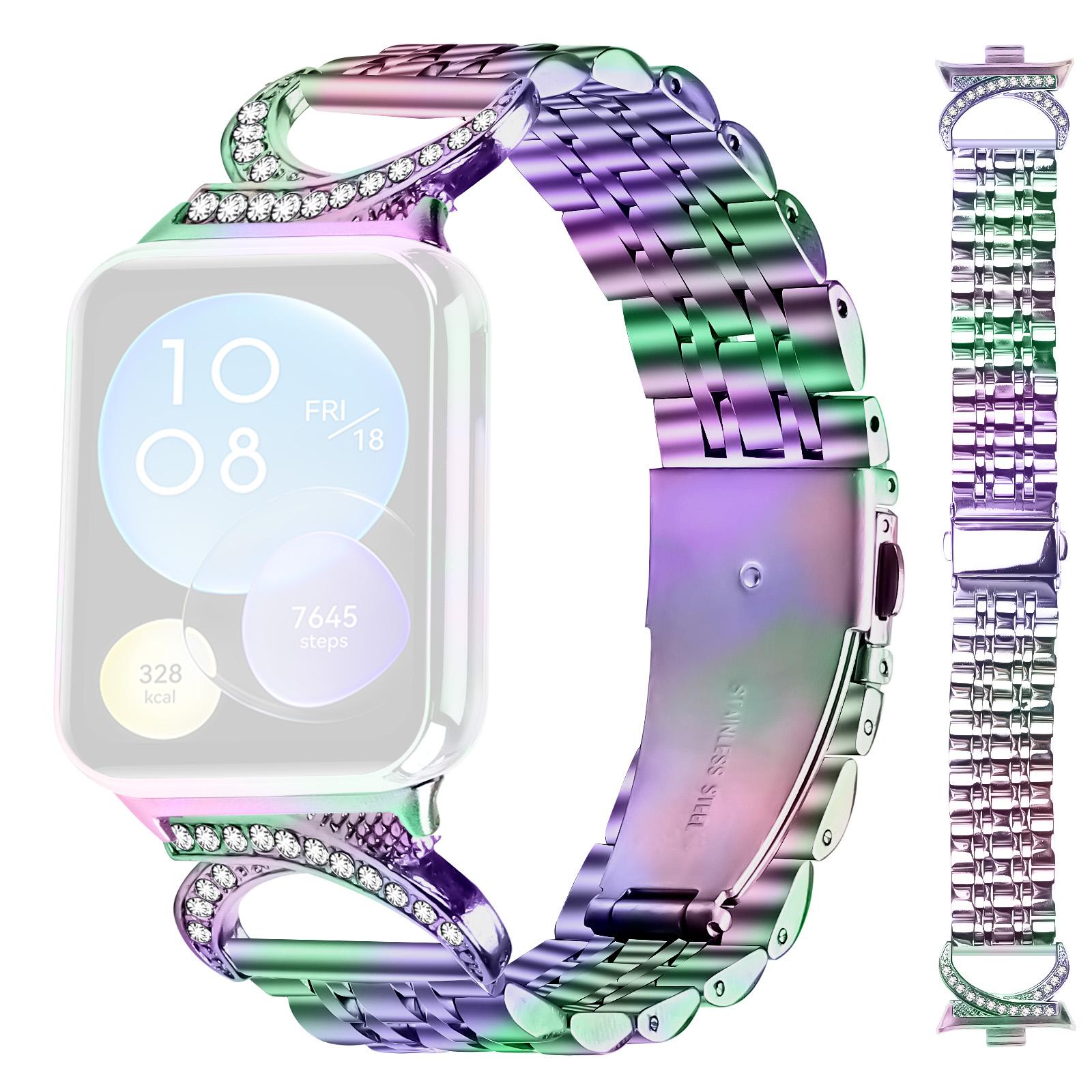

For Xiaomi Redmi Watch 5/Watch 4 Strap Seven Bead Stainless Steel Watch Band with Rhinestone Ox Horn Style Connector