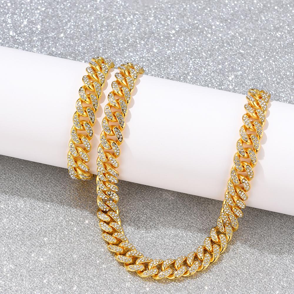 2-teiliges Set Zirkon Halskette Armband Set Kreative Europäische Amerikanische Persönlichkeit Hip Hop Funkelnde Strass Schlüsselbeinkette