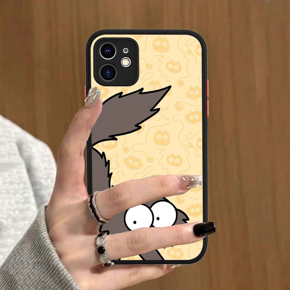 Cute S-Simons Cat Phone Case For IPhone 16 15 14 Plus 15 13 12 11 Pro Max X XS MAX Matte Cover