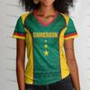 Cameroon Fan Style Football T Shirt Green Red Yellow Sports Jersey Supporter Tee Geometric Pattern Athletic Top