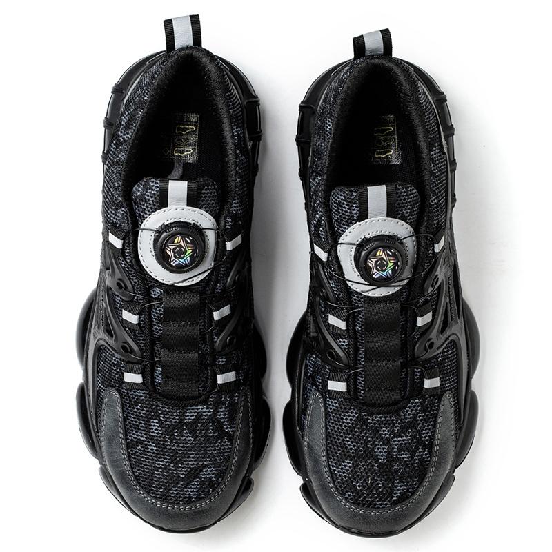 Safety Shoes For Men Steel Toe Anti-Puncture Men's Work Shoes Slip Resistant Reinforced Sole Rotating Button Fashion Sneaker