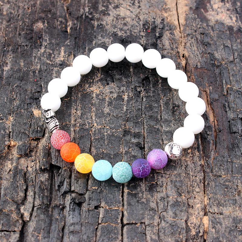 Stunning 2020 New Black Stone Synthetic Yoga Bracelet Featuring Colorful Elephant Design