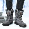 2024 New Shoes for Men Lace Up Men's Boots Winter Round Toe Solid Plush Warm Comfortable Knee-High Platform Casual Snow Boots