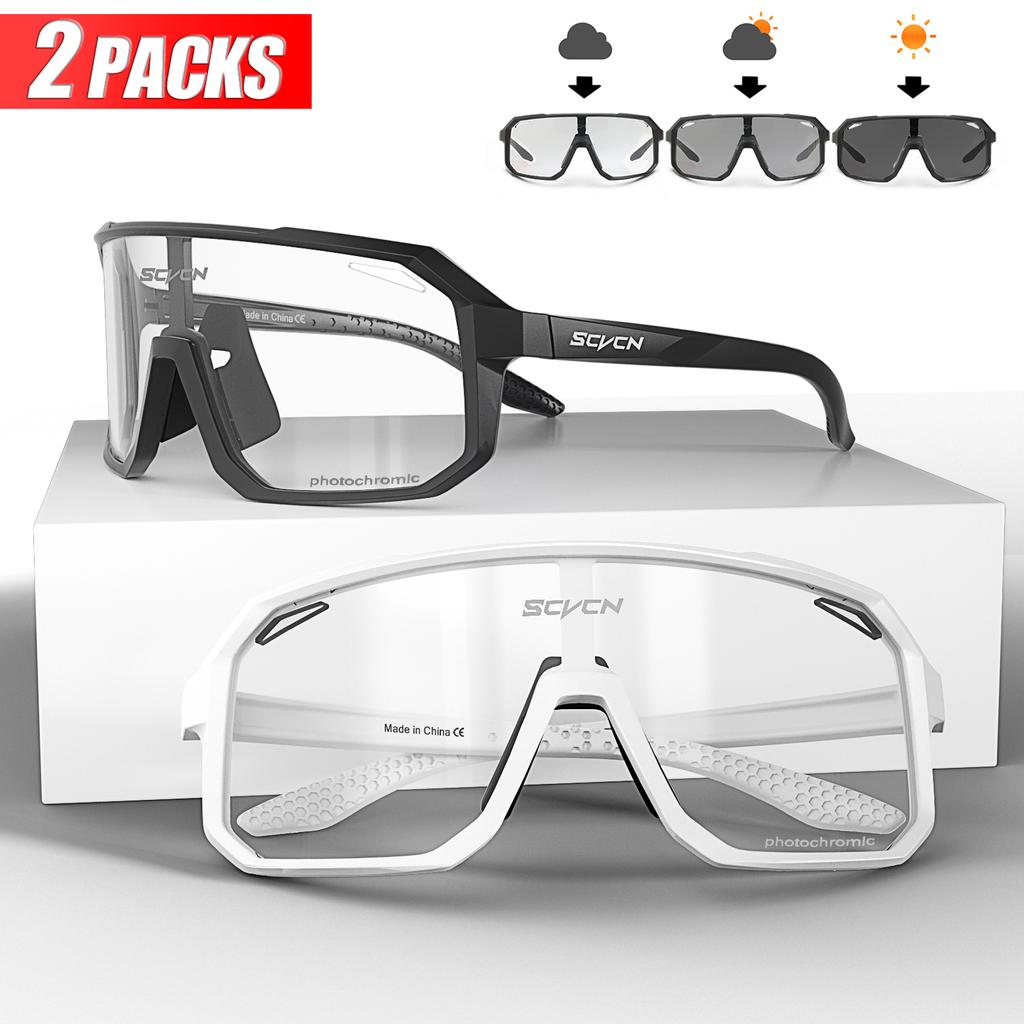 2er-Pack Photochrome Fahrrad-Radbrille Mtb-Radbrille Schutzbrille Fahrrad Mountainbike Herren Damen Sportbrille