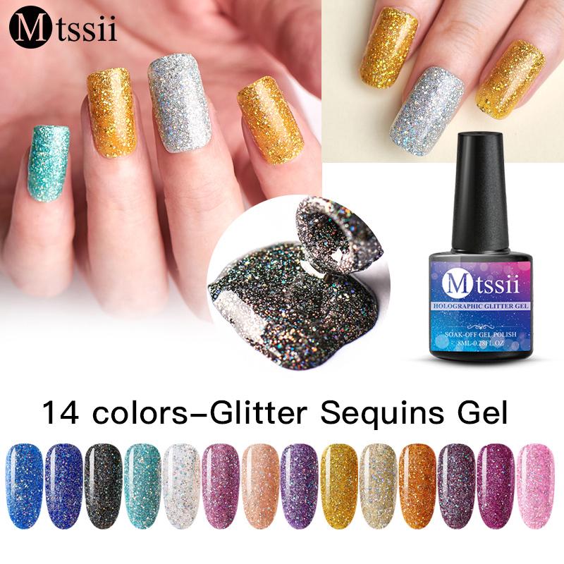 Buy 8ml Holographic Glitter Gel Polish Sequins Nail Gel Soak Off Nail
