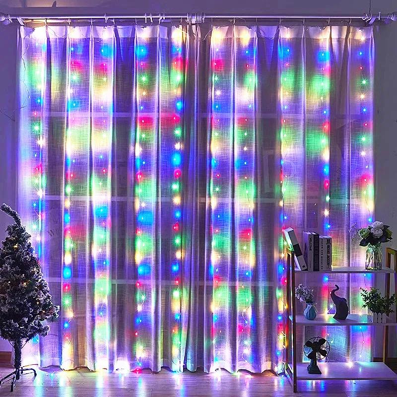Xiaomi 6x3M/3x3m Curtain Garland on The Window USB Power Fairy Lights Festoon with Remote New Year Garland Led Lights Christmas Decor
