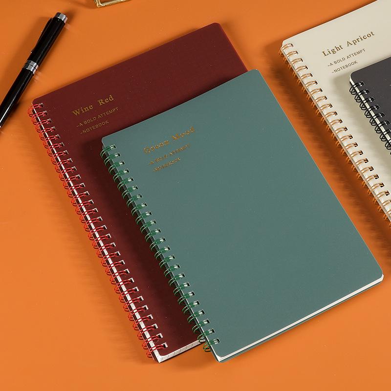 Morandi Coil Notebook with Frosted PP Cover and Horizontal Line Grid for Students