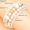 5Pcs  Pearl Beaded Bracelet Set For Women Gold Color Heart Charm Elastic Chain Bangle Female Wedding Party Jewelry