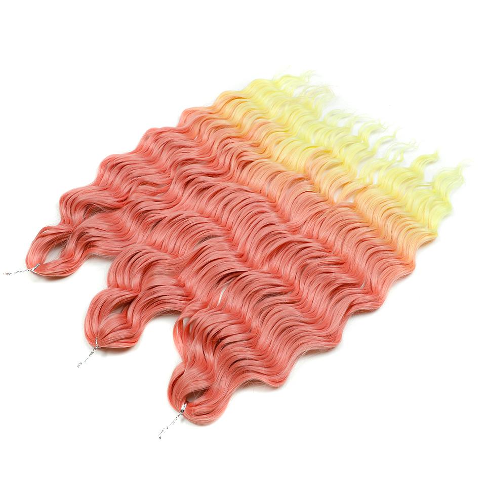 FREEDOM Synthetic Braiding Hair Extensions Natural Curly Wavy 24inch Water Wave Braid Hair Ombre Blonde Brown Twist Crochet Hair