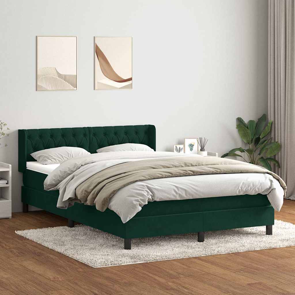 Box Spring Bed with Mattress Dark Green 160 x 220 cm Velvet