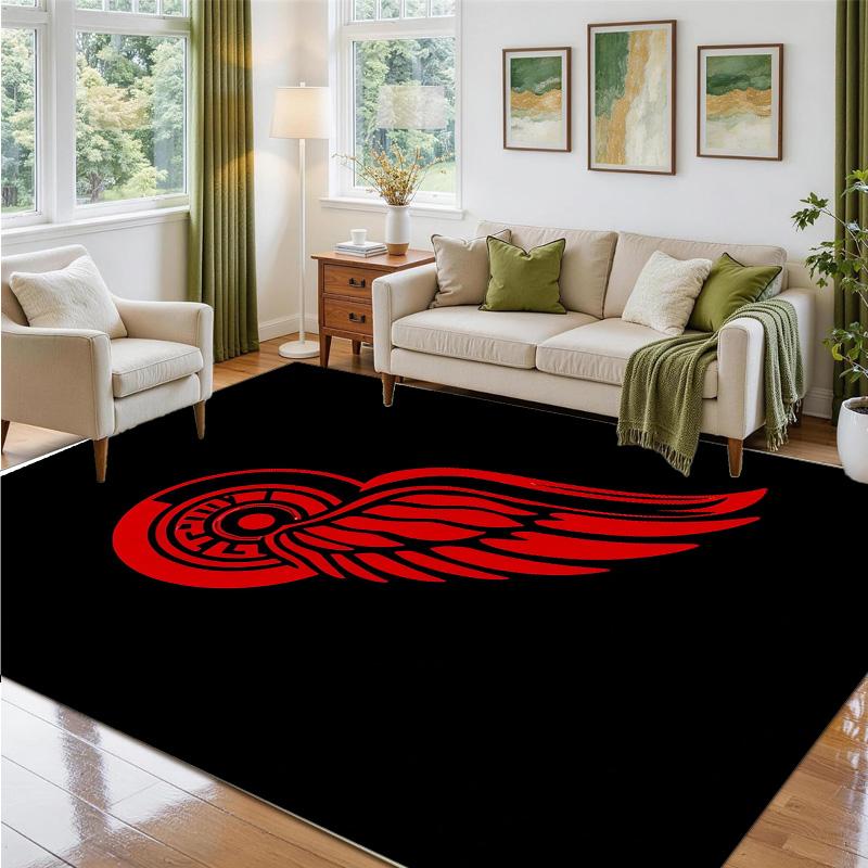 Detroit Red Wings Design Crystal Velvet Rug Soft Decorative Mat for Bedroom Entrance