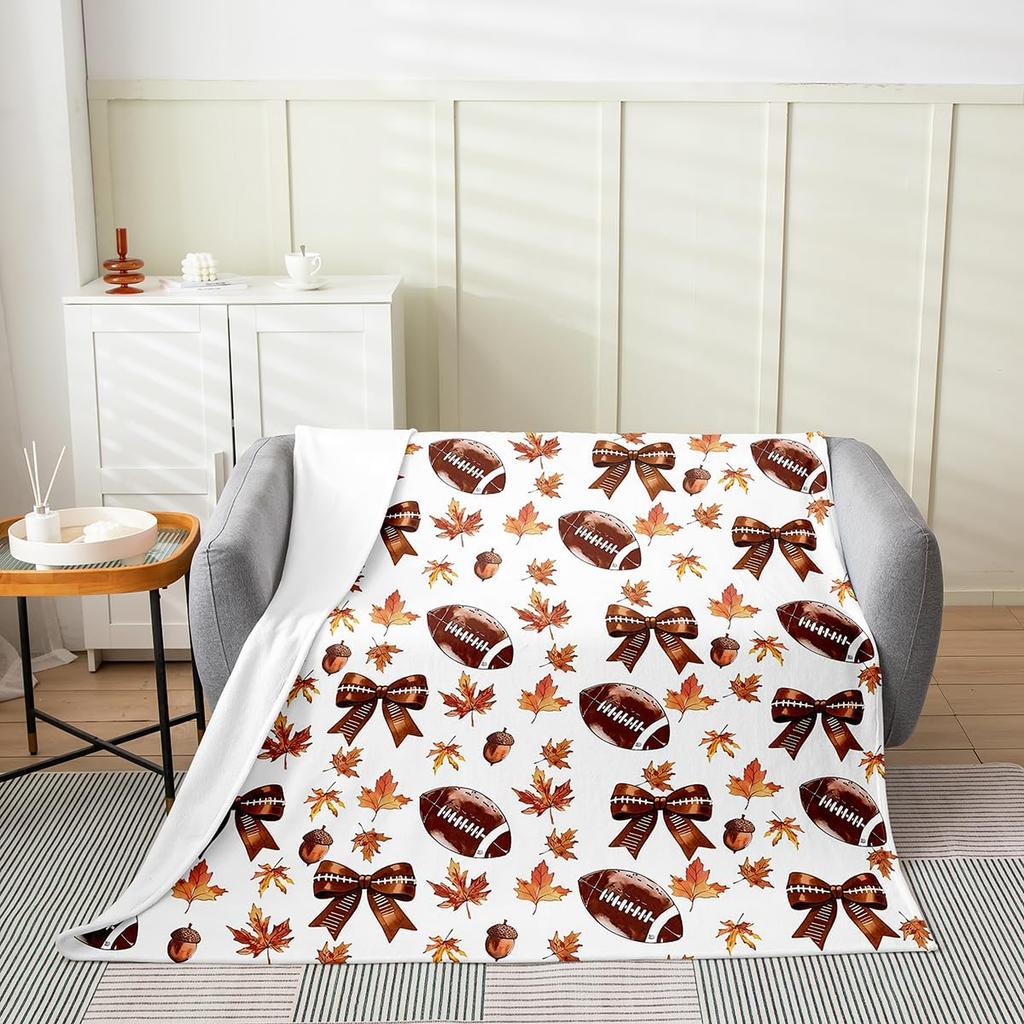 GUOYU Blanket Fall Pumpkin Harvest Fleece Flannel BlanketRustic Maple Autumn Leaves Bed Plush Blanket for Rustic Home DecorHarvest Patchwork