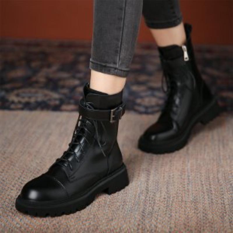 Ботильоны - Новый Стиль - Увеличенная Высота - Плоская Подошва - Толстая Подошва - Женская Обувь 35