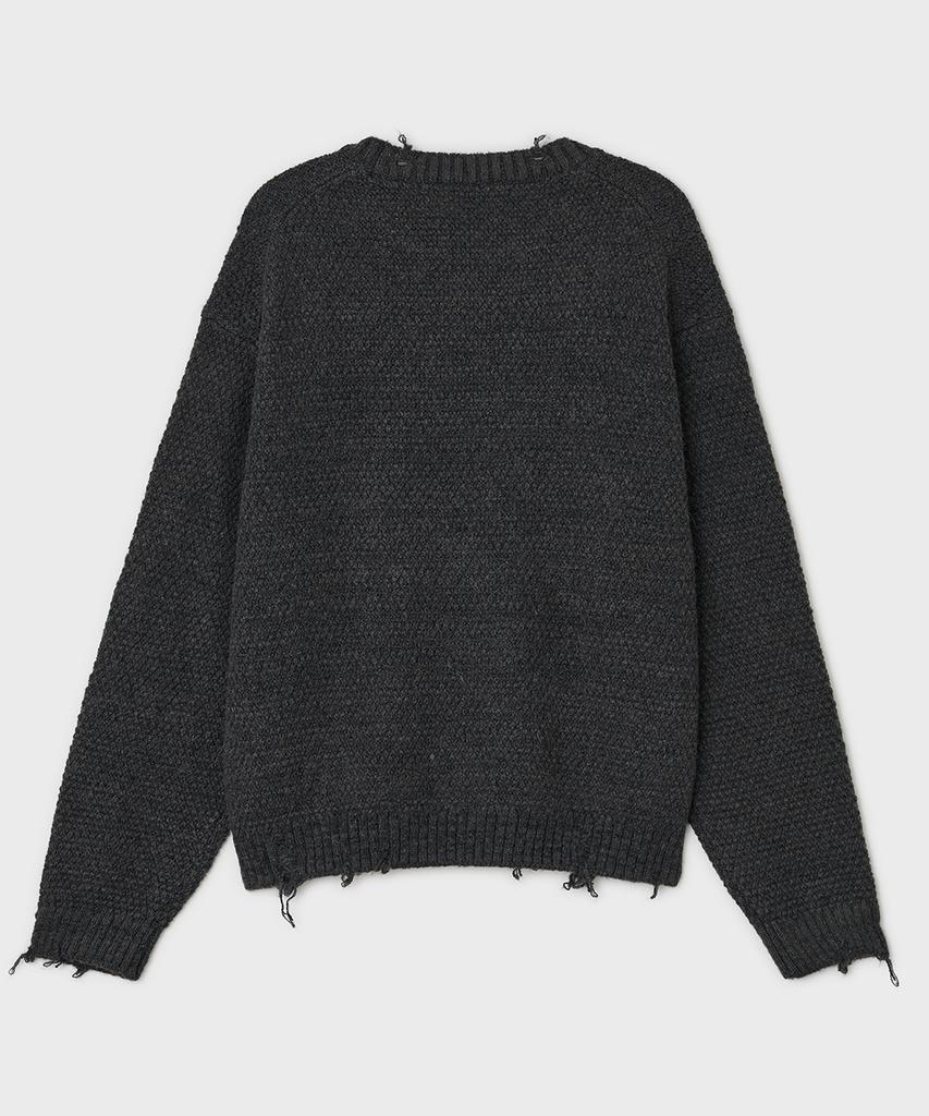 Bellie Scarf Crewneck Sweater - Charcoal Gray