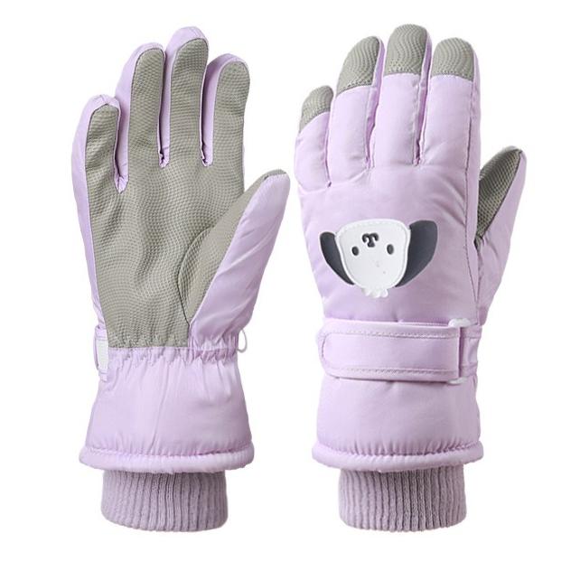 Children Ski Gloves Cartoon Thickened Fleece Winter Warmth Waterproof Fabric for Boys Girls Puppies Frostbite Prevention Sanrio