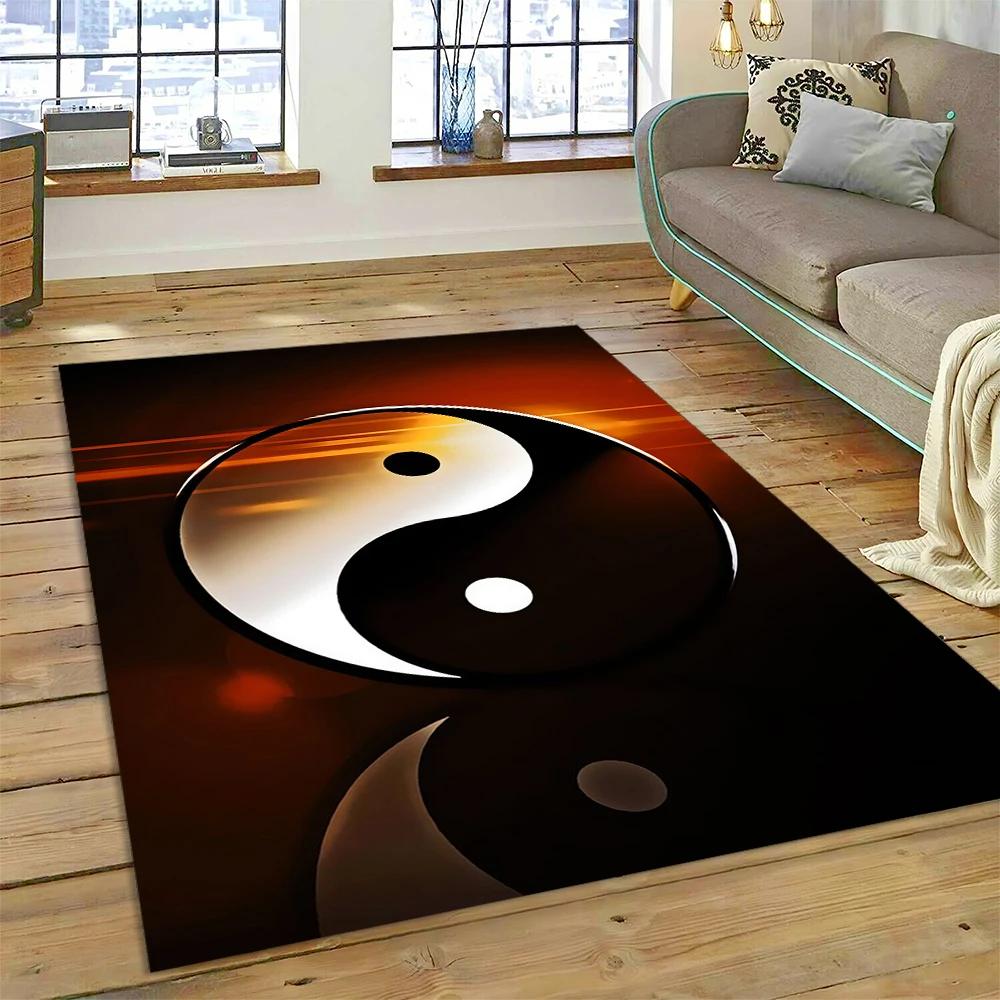 Yin and Yang 3D Naturalize Chinese Tai Chi Carpet Rug for Home Living Room Bedroom Sofa Doormat Decor,Kids Area Rug Non-slip Mat