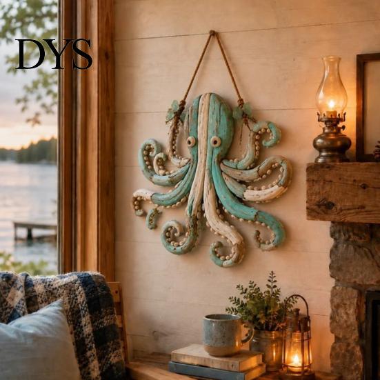 Cordless Wall Lighting Coastal Fish Pendant with Light, Fish/Turtle/Jellyfish/Dolphin/Octopus/Whale Shape, Resin Ocean Bedroom Bedside Light
