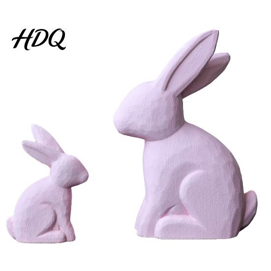 Rabbit Figurine With Stable Base 2Pcs Distressed Statue Vintage Bunny Figurines Easter