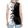 Women's Print Tank Top Button-down V-neck T-shirt Sleeveless Loose Fashion Top