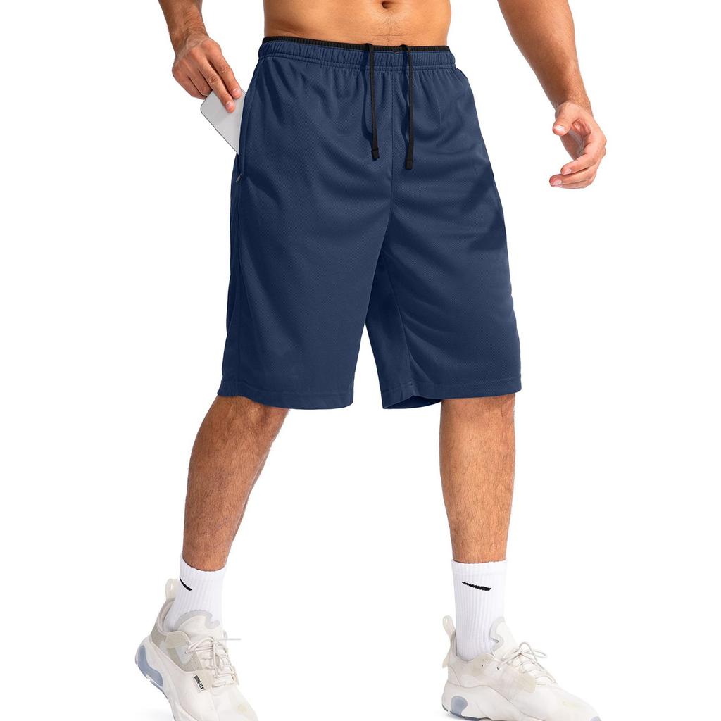 Men's Athletic Running Shorts with Zipper Pocket Lightweight Quick Dry Gym Shorts Casual Beachwear Five Inch Inseam