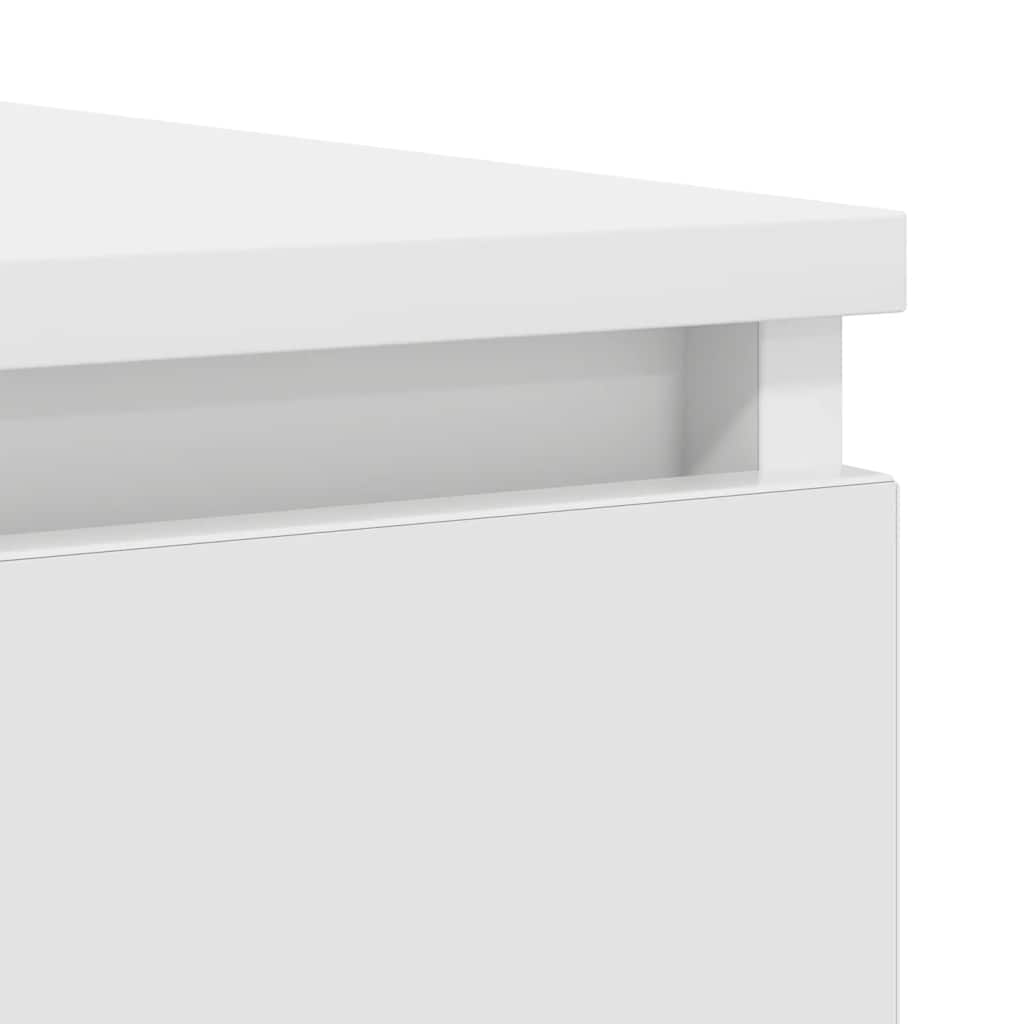 White Sideboard with Drawers 100.5 X 35 X 98.5 Cm Engineered Wood