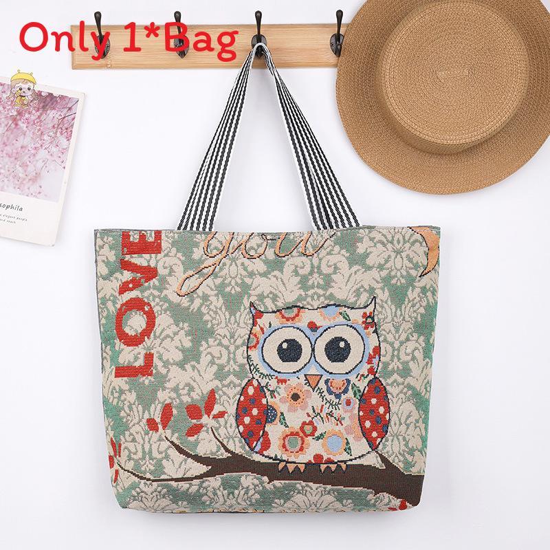 Elephant Hello Kitty Butterfly Embroidered Canvas Tote Bag With Seamed Stitching For Daily Use