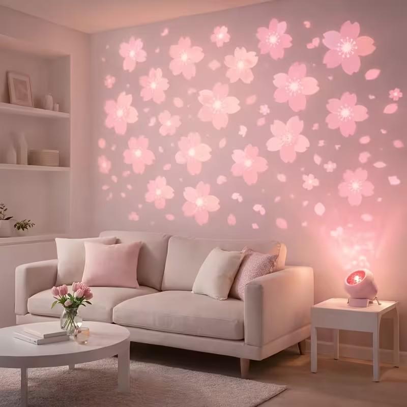 Cherry Blossom Projector Light With Romantic Pink Soft Glow Perfect For Bedroom Decor Date Nights Birthday Parties