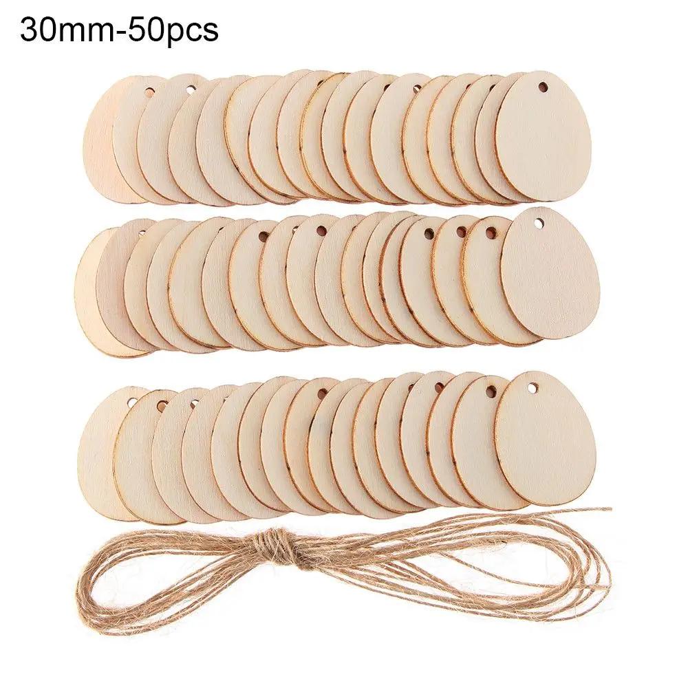 10/25/50pcs Handcraft DIY Craft Drawing Graffiti Hanging Ornaments Easter Eggs Easter Decorations Wood Chips Wood Slice