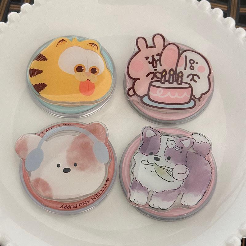 Versatile MagSafe Magnetic Phone Holder with Cute Cartoon Cat & Dog Design